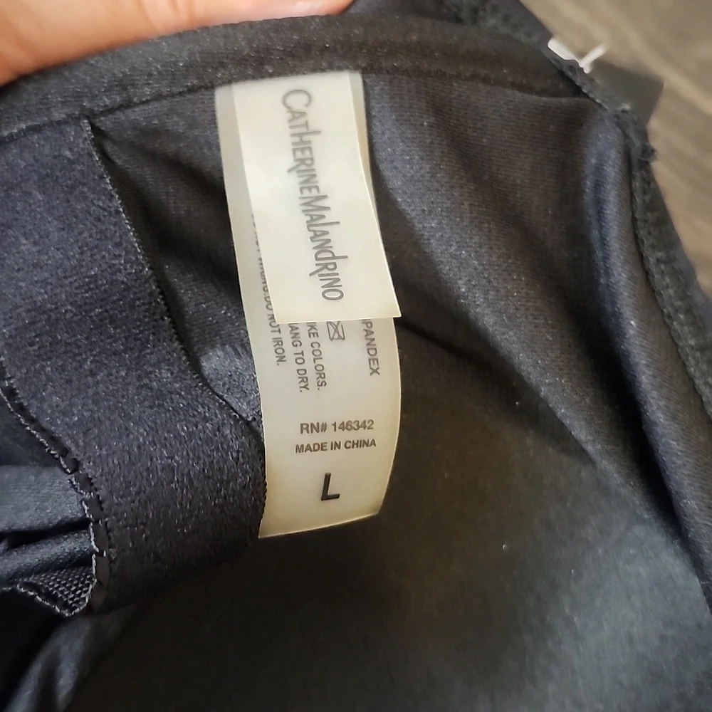 CATHERINE MALANDRINO Black Draped One-Piece Swimsuit Size Large NWT